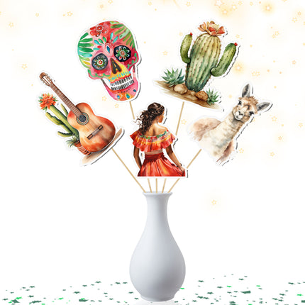 Mexican Fiesta-Themed Party Centerpiece 5 PCS – Vibrant and Colorful Décor