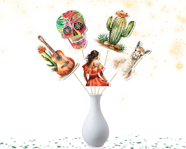 Mexican Fiesta-Themed Party Centerpiece 5 PCS – Vibrant and Colorful Décor