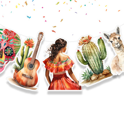 Mexican Fiesta 5 Pcs Party Banner - Vibrant Mexico Theme Decor