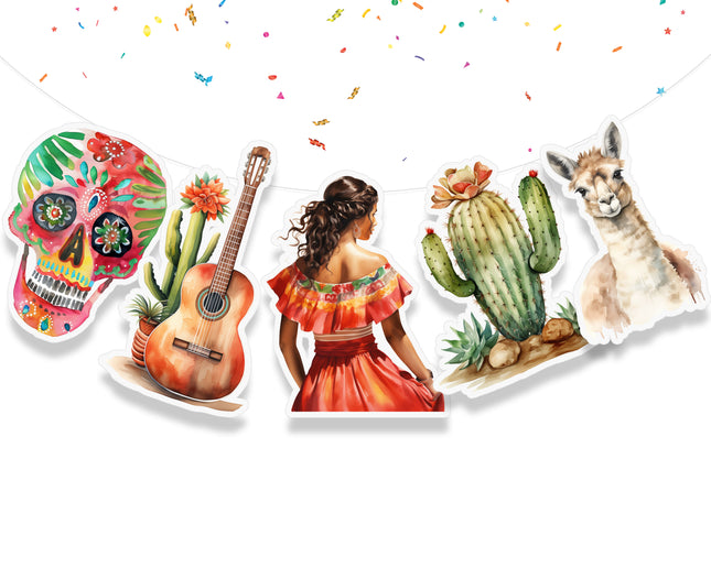 Mexican Fiesta 5 Pcs Party Banner - Vibrant Mexico Theme Decor