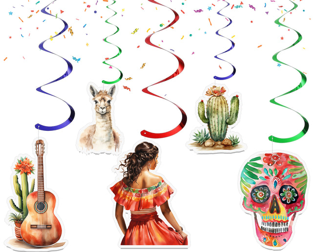 Mexican Fiesta Hanging Streamers - 10 Pcs | Mexico-Themed Party Decorations