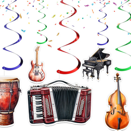 Music Instruments Hanging Streamers - 10 Pcs | Music-Themed Party Decorations