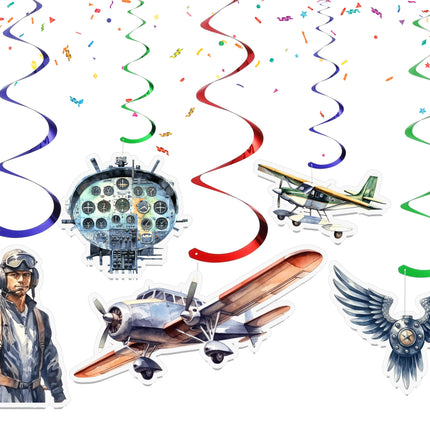 Pilot-Themed Hanging Streamers - 10 Pcs | Aviation Party Decorations