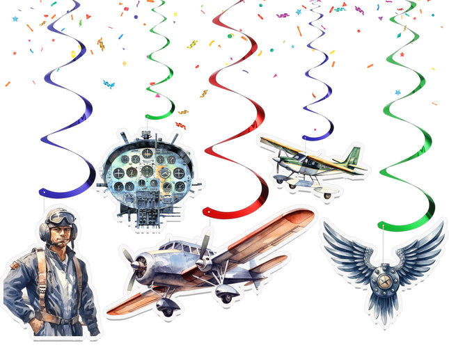 Pilot-Themed Hanging Streamers - 10 Pcs | Aviation Party Decorations