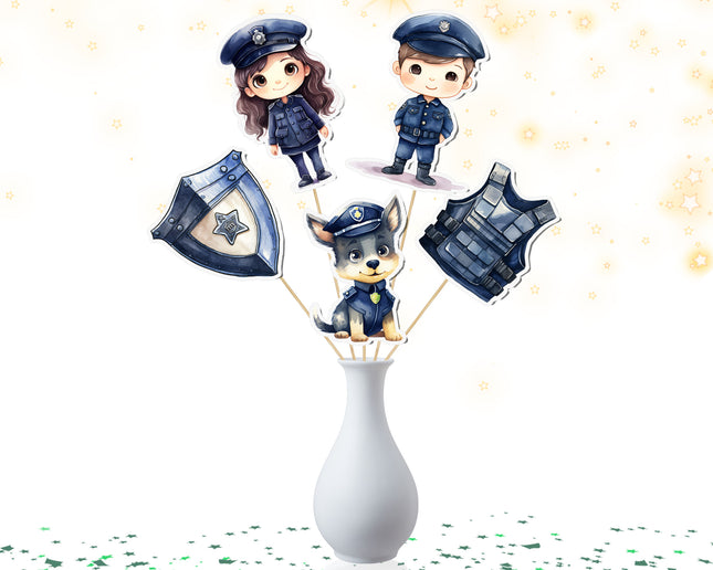 Police-Themed Party Centerpiece – 5 PCS Perfect for Law Enforcement Lovers