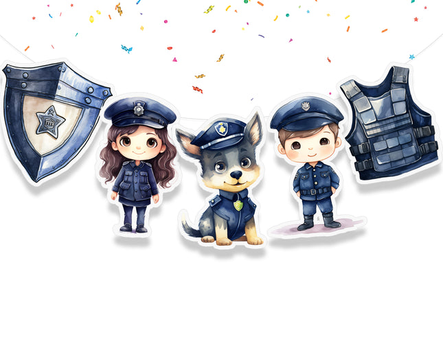 Police Theme 5 Pcs Party Banner - Officer and Badge Decor