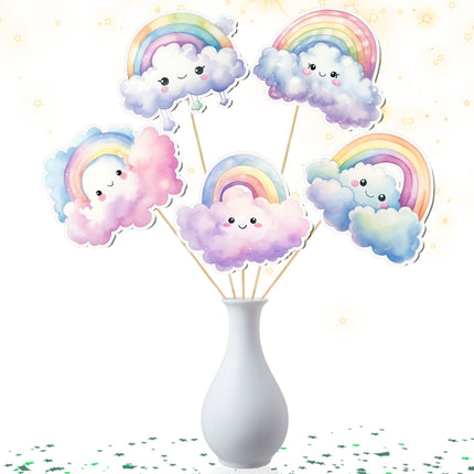 Rainbow and Cloud-Themed Party Centerpiece – 5 PCS Perfect for Baby Showers and Kids’ Parties
