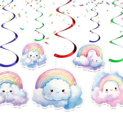 Rainbow and Clouds Hanging Streamers - 10 Pcs | Cute Party Decorations