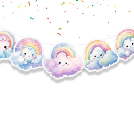 Rainbow and Clouds Theme 5 Pcs Party Banner - Cute and Colorful Decor