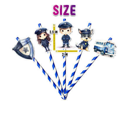 Police-Themed Party Straws – Set of 10PCS Fun Drink Decor