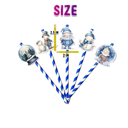Winter Wonderland Snowman & Santa Straws - Festive Drink Decor 10PCS