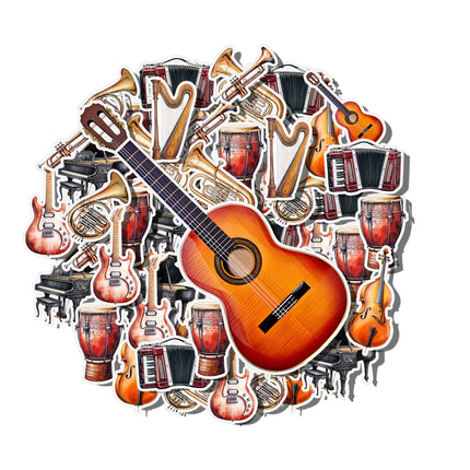 Musical Instruments Sticker Set – Classical & Folk Music Decal Collection 20 Pieces