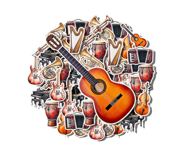 Musical Instruments Sticker Set – Classical & Folk Music Decal Collection 20 Pieces