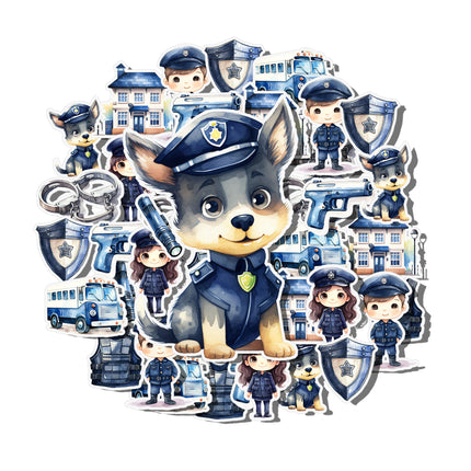 Police Sticker Set – 20-Piece Cute Police Dog & Officer Stickers Collection