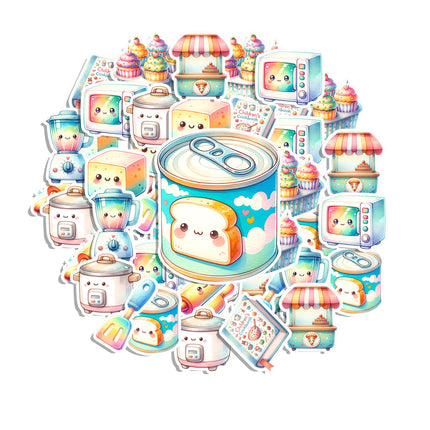 Kawaii Kitchen Stickers – Cute Appliances, Food & Utensils Decal Set 20 Pack