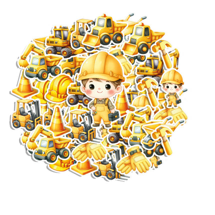 Construction Site Sticker Set – Builder, Trucks & Tools Decal Pack 20 Pieces