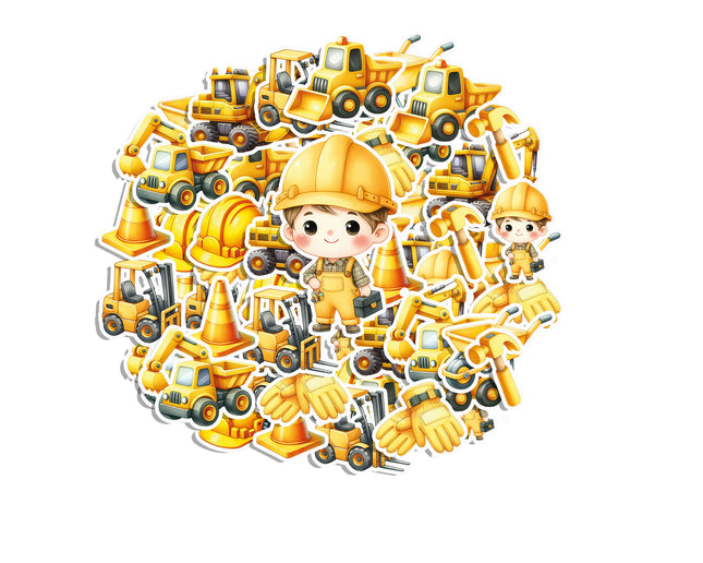 Construction Site Sticker Set – Builder, Trucks & Tools Decal Pack 20 Pieces