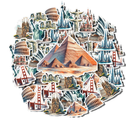 World Landmarks Sticker Set – Famous Monuments & Icons Decal Pack 20 Pieces