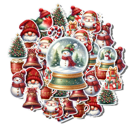 Christmas Holiday Stickers – Festive Winter Joy – Santa, Snowman, & More, 20pcs