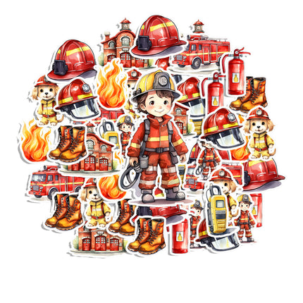 Firefighter Sticker Set – Fire Truck, Firehouse, Gear & Puppy Decal Pack 20 Pieces