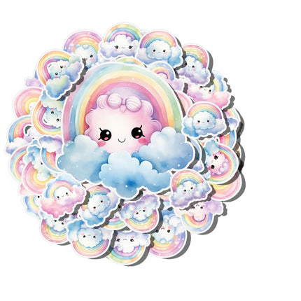 Rainbow Cloud Sticker Set – 20-Piece Kawaii Cute Cloud & Rainbow Stickers Collection