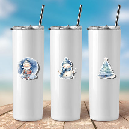 Winter Wonderland Santa & Snowman Stickers – Festive Christmas Decor (20pcs)