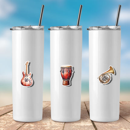 Musical Instruments Sticker Set – Classical & Folk Music Decal Collection 20 Pieces
