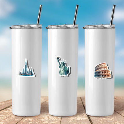 World Landmarks Sticker Set – Famous Monuments & Icons Decal Pack 20 Pieces