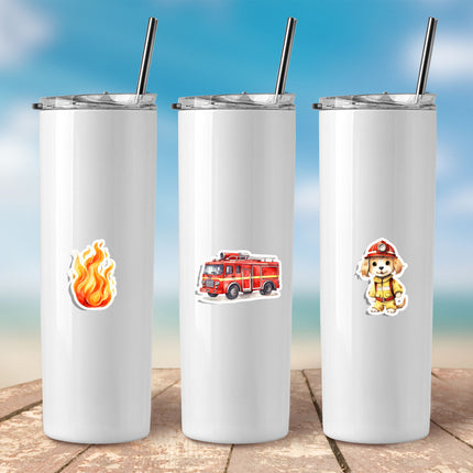 Firefighter Sticker Set – Fire Truck, Firehouse, Gear & Puppy Decal Pack 20 Pieces