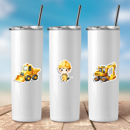 Construction Site Sticker Set – Builder, Trucks & Tools Decal Pack 20 Pieces