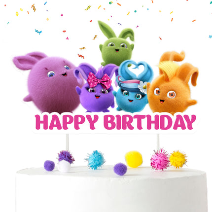 Whimsical Sunny Bunnies Cake Topper - Bring Joy to Your Festive Cake