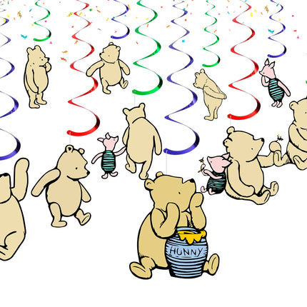 Winnie Pooh-Themed Hanging Streamers Swirls – Baby Shower & Party Ceiling Streamers Decorations