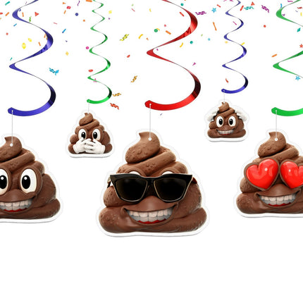 NEWMOJI Poop Ceiling Streamers - Pack of 10 - Whimsical Party Decor