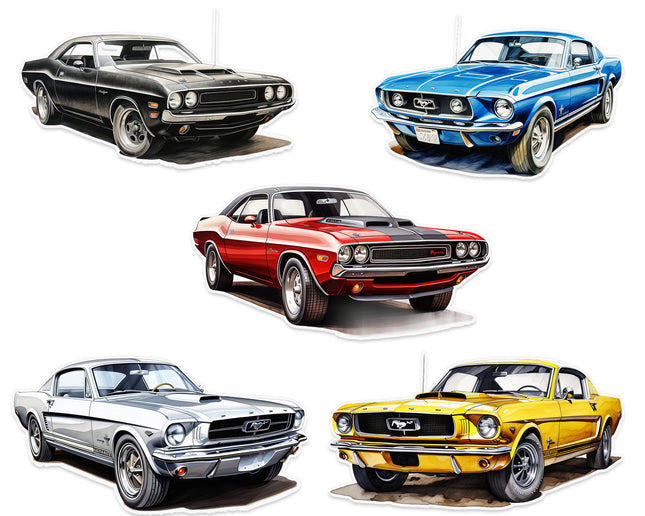 Classic Muscle Car Wall Stickers Set - 5pcs