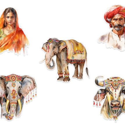 Indian Culture Wall Stickers Set - 5 pcs
