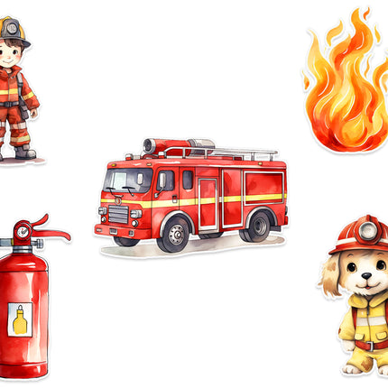 Firefighter Wall Stickers Set - 5 pcs
