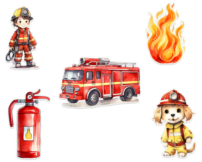 Firefighter Wall Stickers Set - 5 pcs