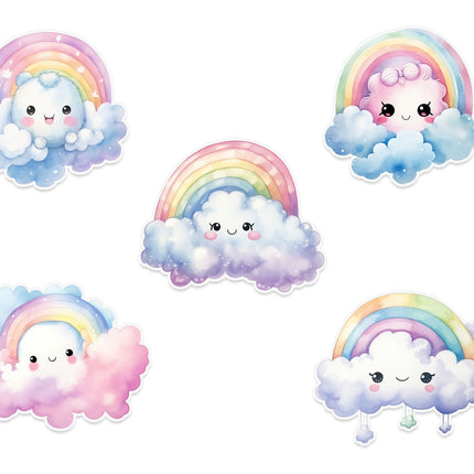 Cute Cloud & Rainbow Wall Stickers – Rainbow Cloud Decal Set 5 Pack