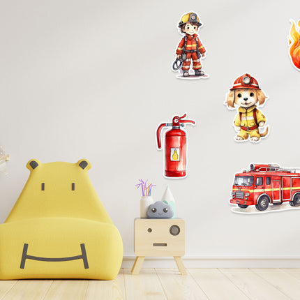Firefighter Wall Stickers Set - 5 pcs