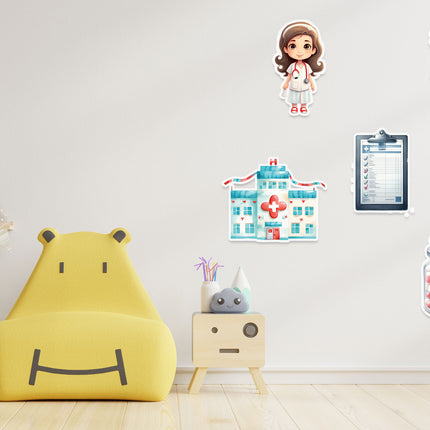 Medical Theme Wall Stickers Set - 5 Pcs