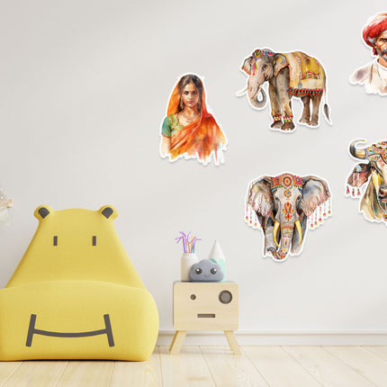 Indian Culture Wall Stickers Set - 5 pcs
