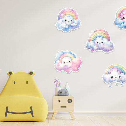 Cute Cloud & Rainbow Wall Stickers – Rainbow Cloud Decal Set 5 Pack
