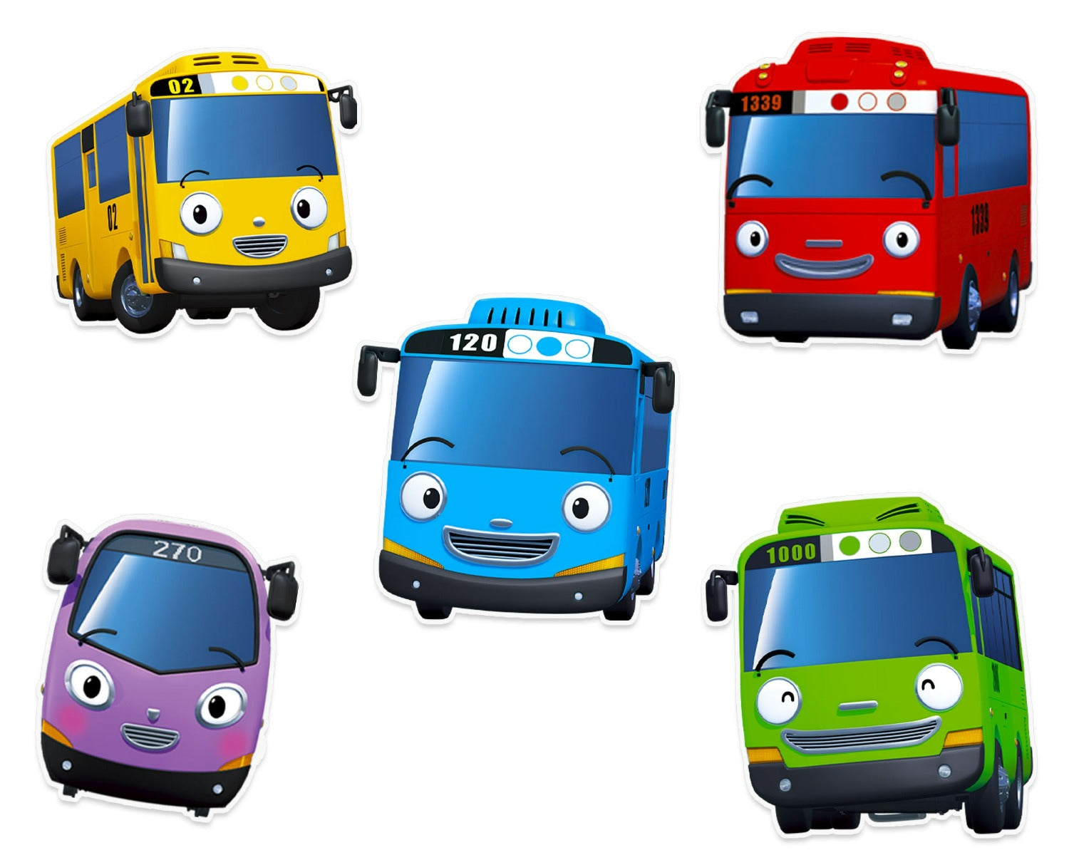 "Zoom into Fun with Little Bus Tayo" - Adhesive Wall Stickers Set of 5