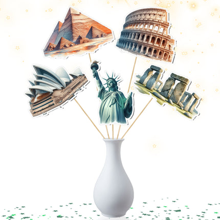 World Landmarks-Themed Party Centerpiece 5 PCS – Global Iconic Décor