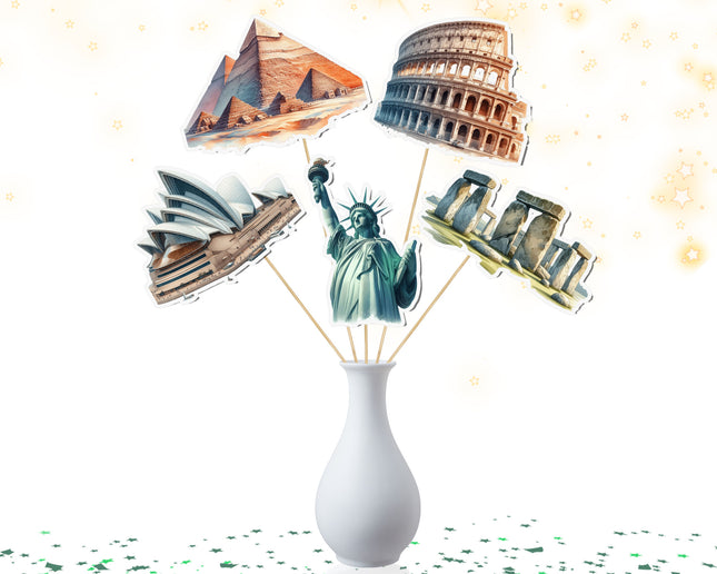 World Landmarks-Themed Party Centerpiece 5 PCS – Global Iconic Décor
