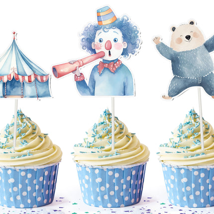 Blue Circus Cupcake Toppers