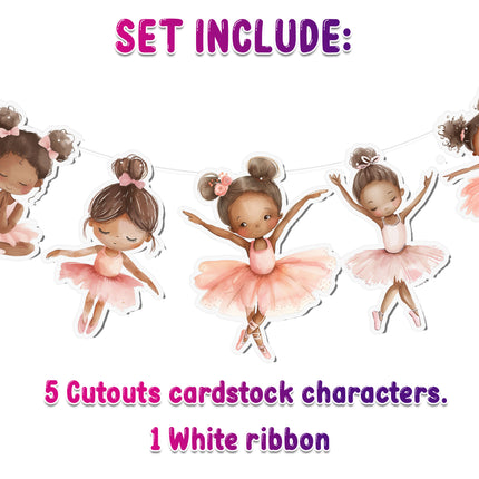 Ballerina 5 pcs Banner - Adorable Ballet Party Decor