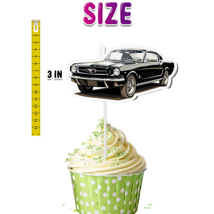 Classic Car Cupcake Toppers - Set of 10 | Vintage Car Party Decorations | Car Enthusiast Cake Toppers