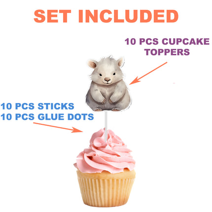 Aussie Animals Cupcake Toppers - 10pcs Set - Adorable Australian Wildlife Party Decorations