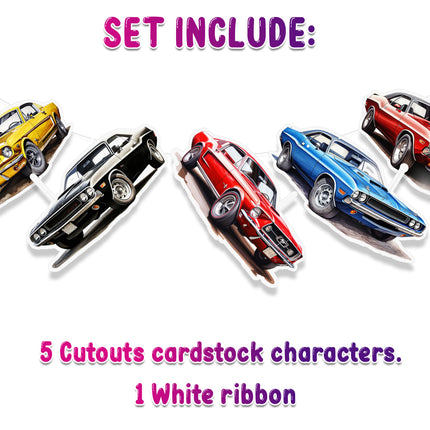 Classic Car 5-Piece Banner Decoration